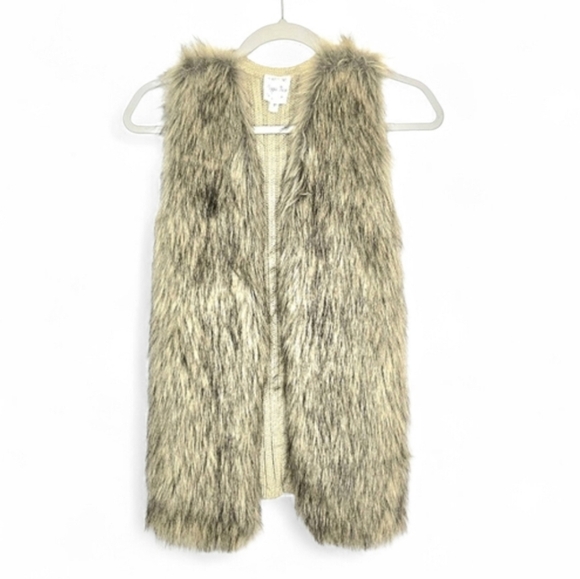 Hippie Rose Jackets & Blazers - Hippie Rose sweater vest with faux fur front. Tan/black, Size XS